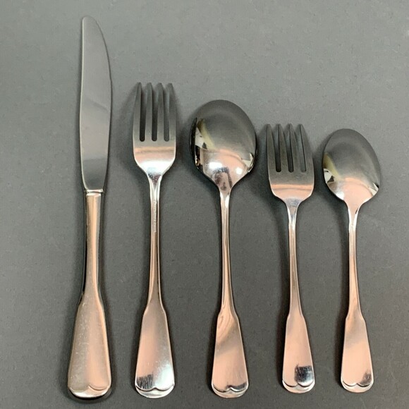 Oneida Profile Plymouth Rock Forks Knife Spoons Stainless Place Setting Lot of 5 - Picture 4 of 12